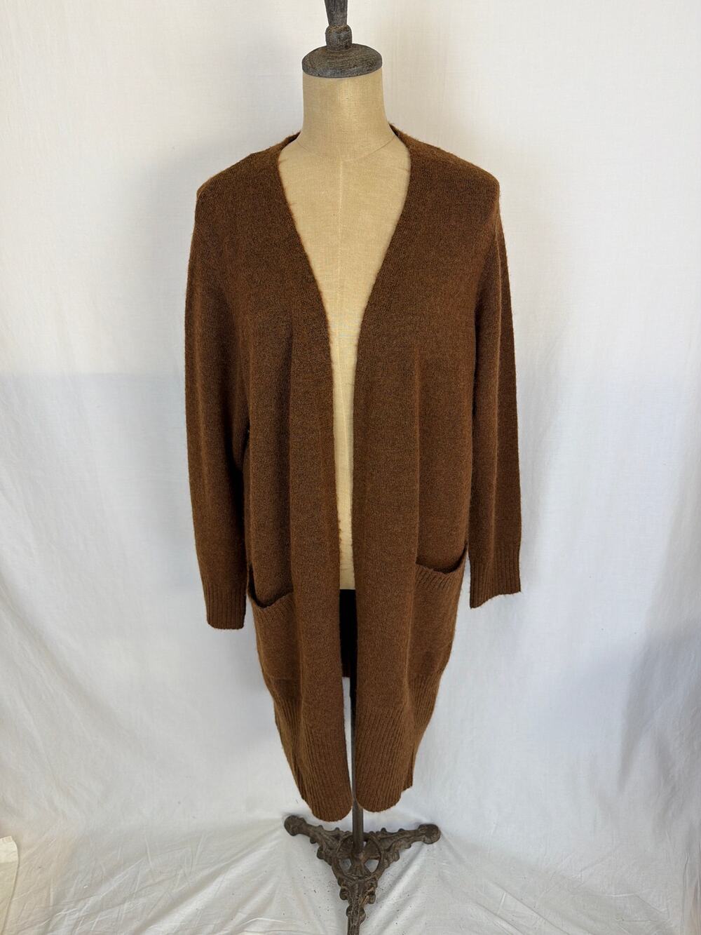 NWT Soya Concept Brown Wool Blend Long Cardigan Duster XXLarge #0436